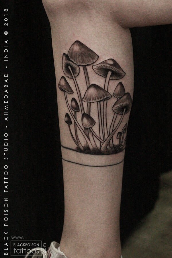 Mushroom Tattoo Best tattoo studio in India Black Poison 