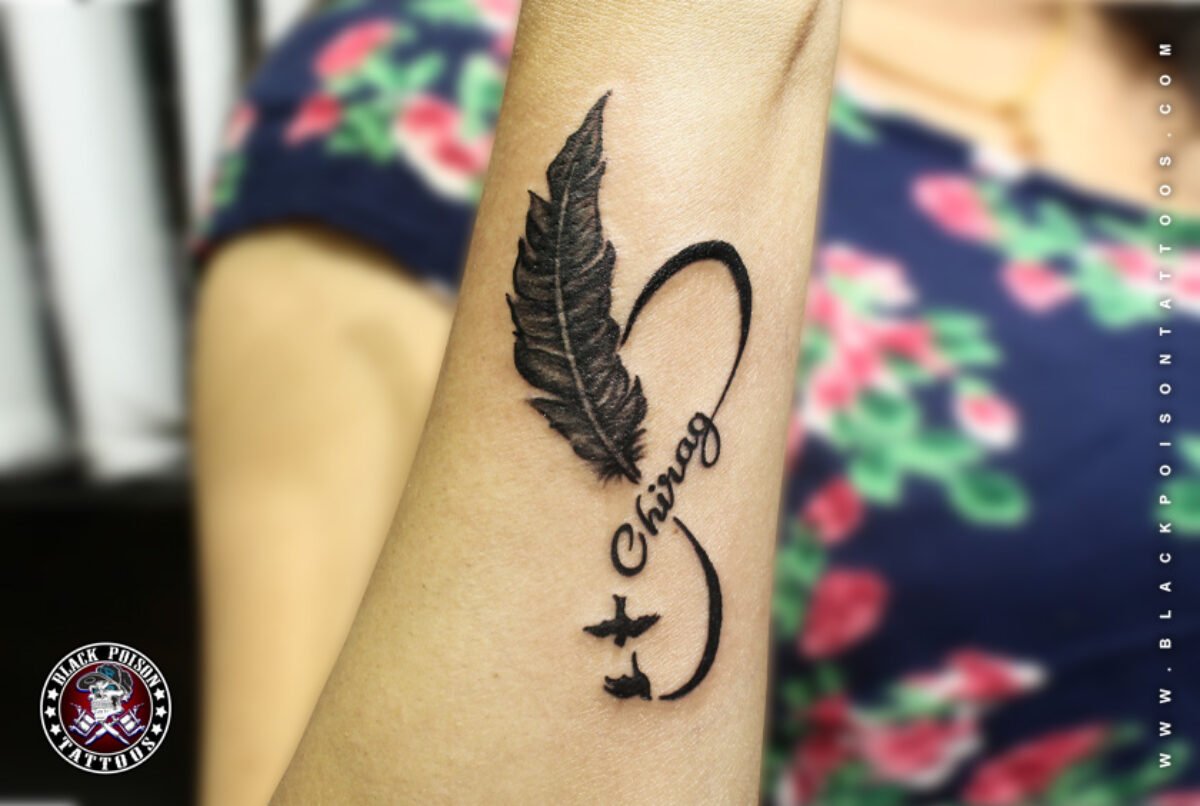 Infinity Tattoo With Names And Birds