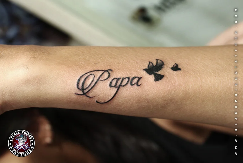 Name with Birds Tattoo