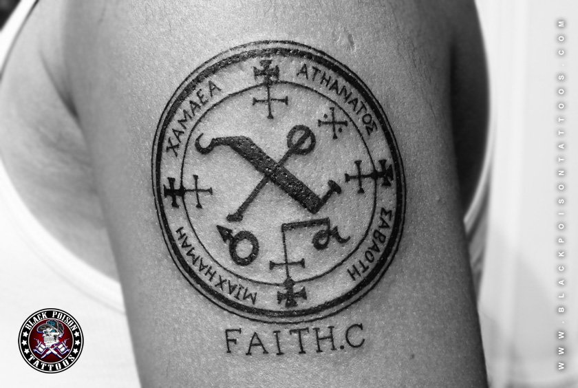 Hands of Death Holding Clock Tattoo in Engraving Style