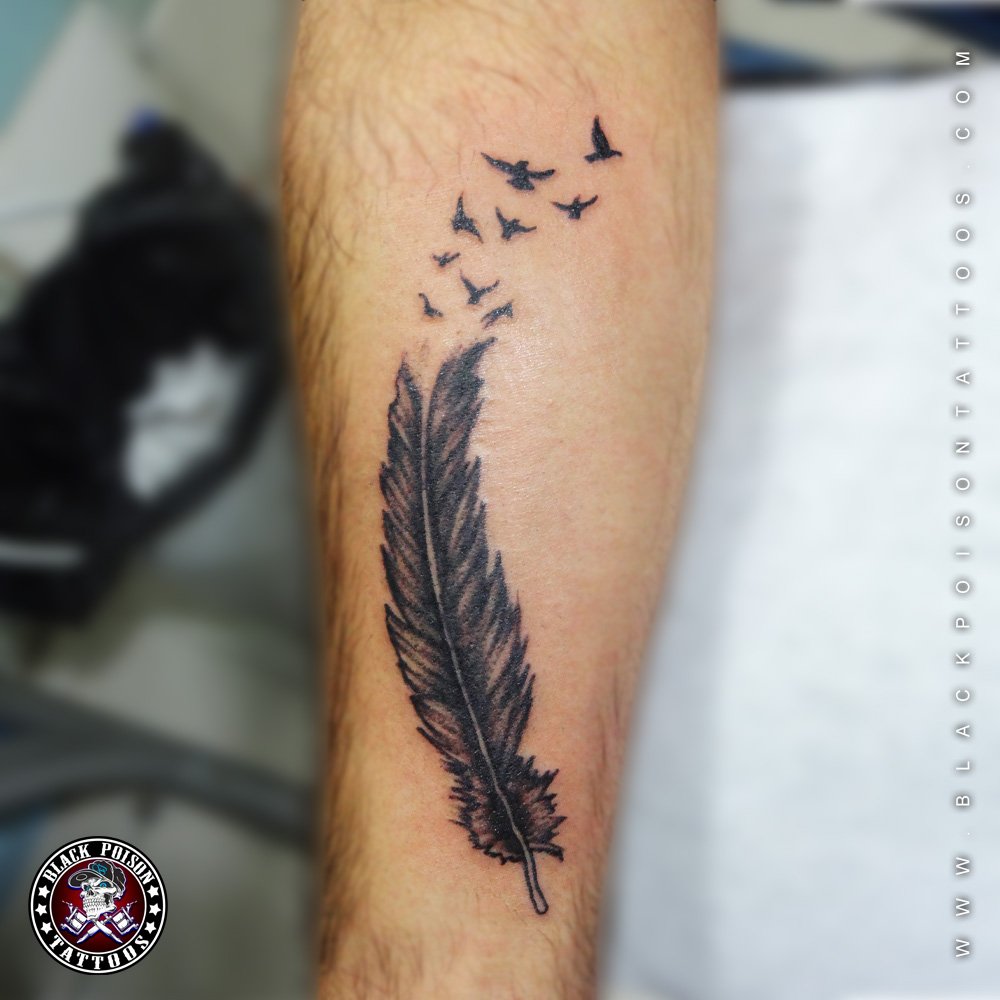 Feather and Birds temporary tattoo  Tattooed Now 