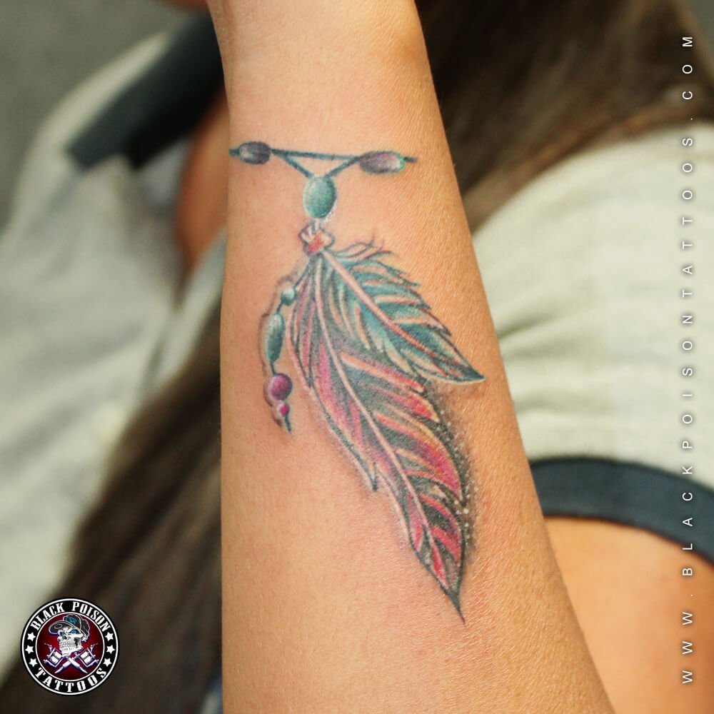 Indian Feather Girl Tattoo Design