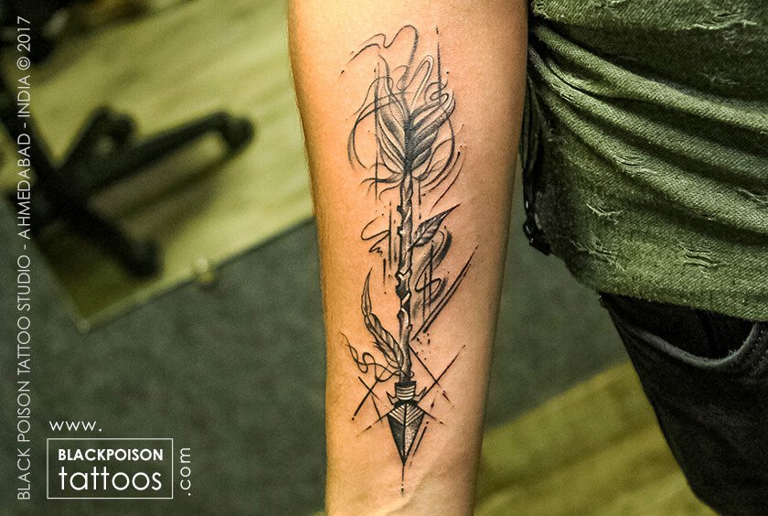 Arrow with Feather Tattoo