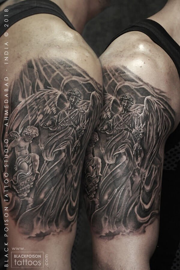 Large Arm sleeve Tattoo Waterproof temporary tattoo Sticker Skull Angel rose  lot | eBay