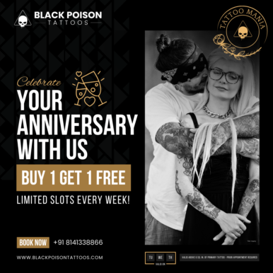 Tattoo Mania Offer - Buy 1 Get 1 Free Tattoo on Your Anniversary