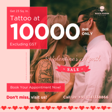 23 sq in tattoo at 10000 INR on this Valentines Day