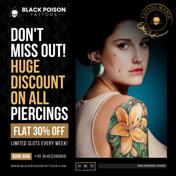 Tattoo Mania Offer - 30% OFF on Piercing