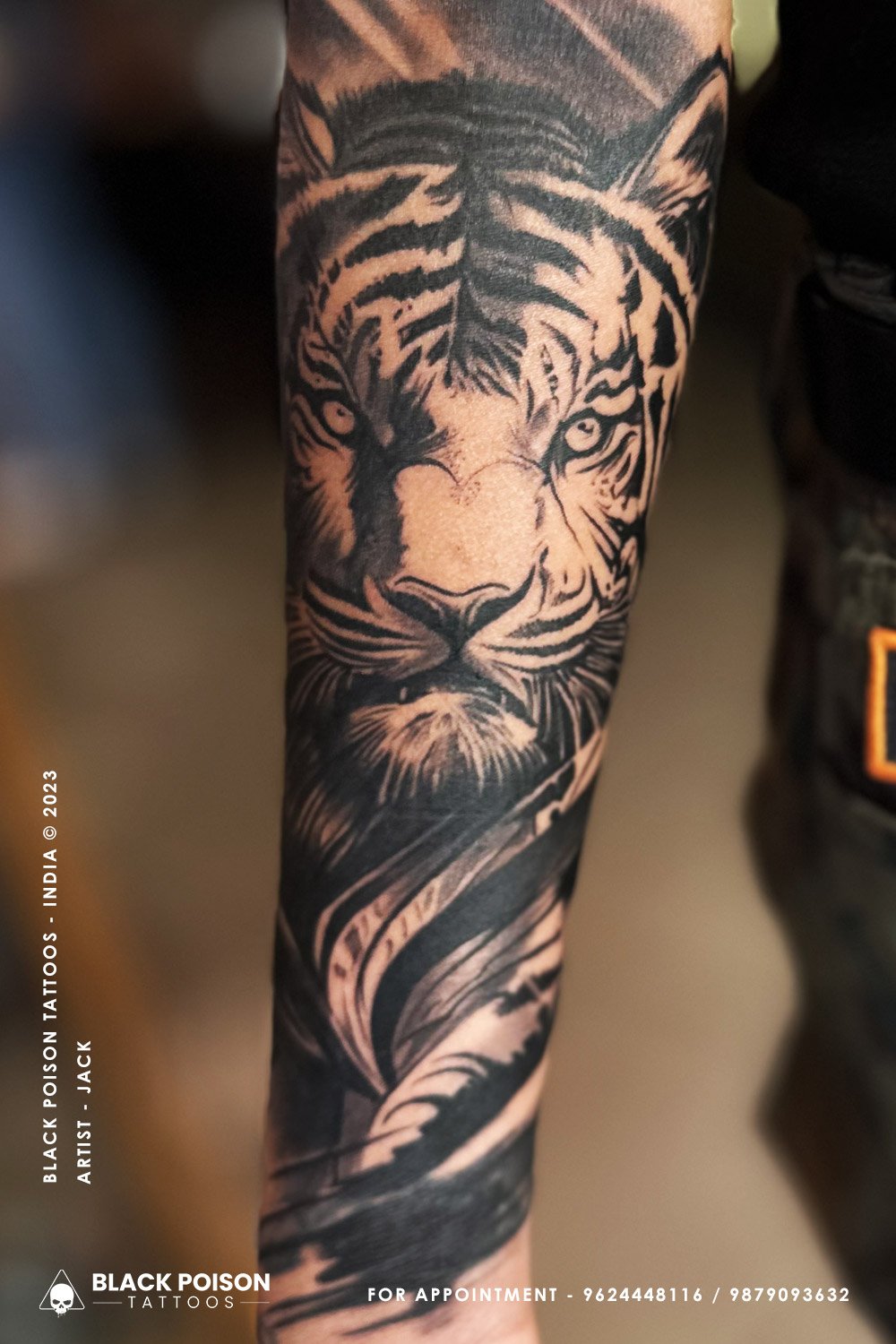 Cheap Large Warrior Temporary Tattoo Sleeve For Men Women Geometry Compass  Tattoos Sticker Black Tiger Foest Fake Full Arm Tatoo Kids | Joom