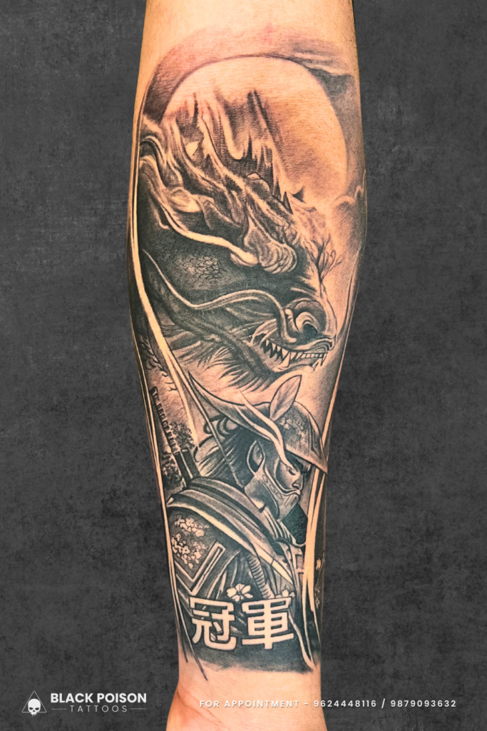 Dragon Warrior Tattoo on Forearm