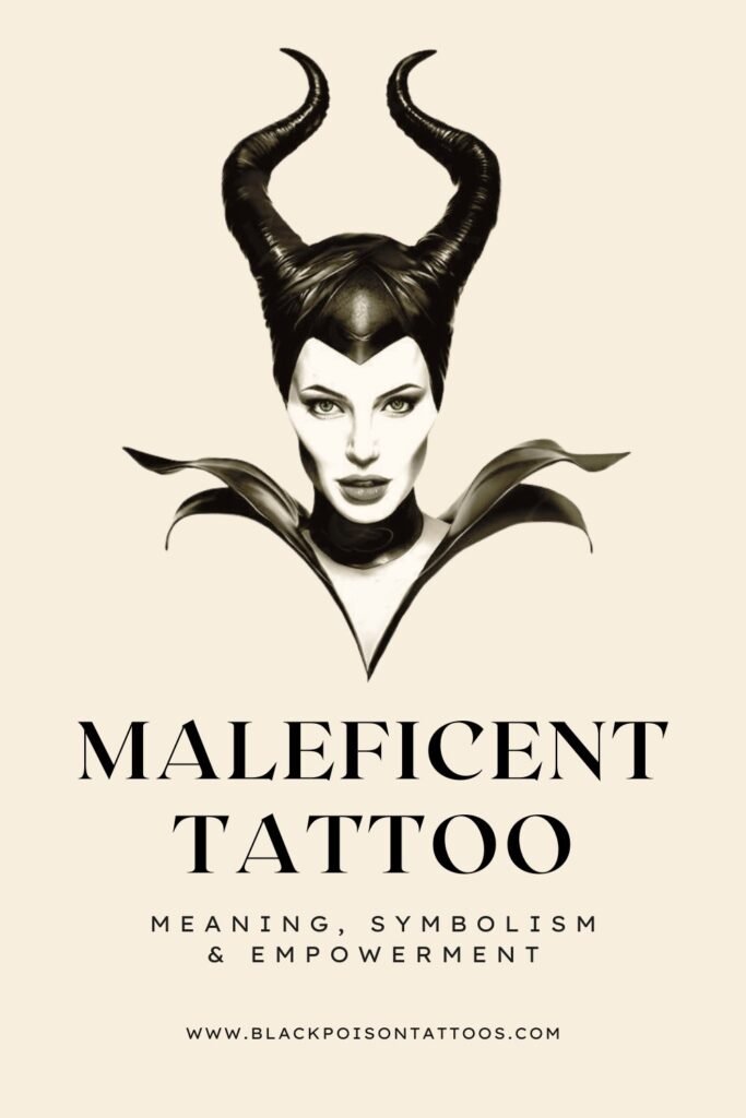 Maleficent tattoo design featuring horns and wings