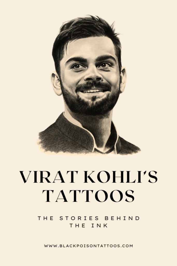 Virat Kohli’s Lord Shiva tattoo on his left forearm, symbolizing spirituality and self-improvement