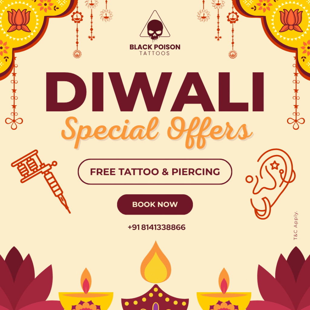Diwali Special Offers at Black Poison Tattoos Ahmedabad – Free Tattoo and Piercing Deals