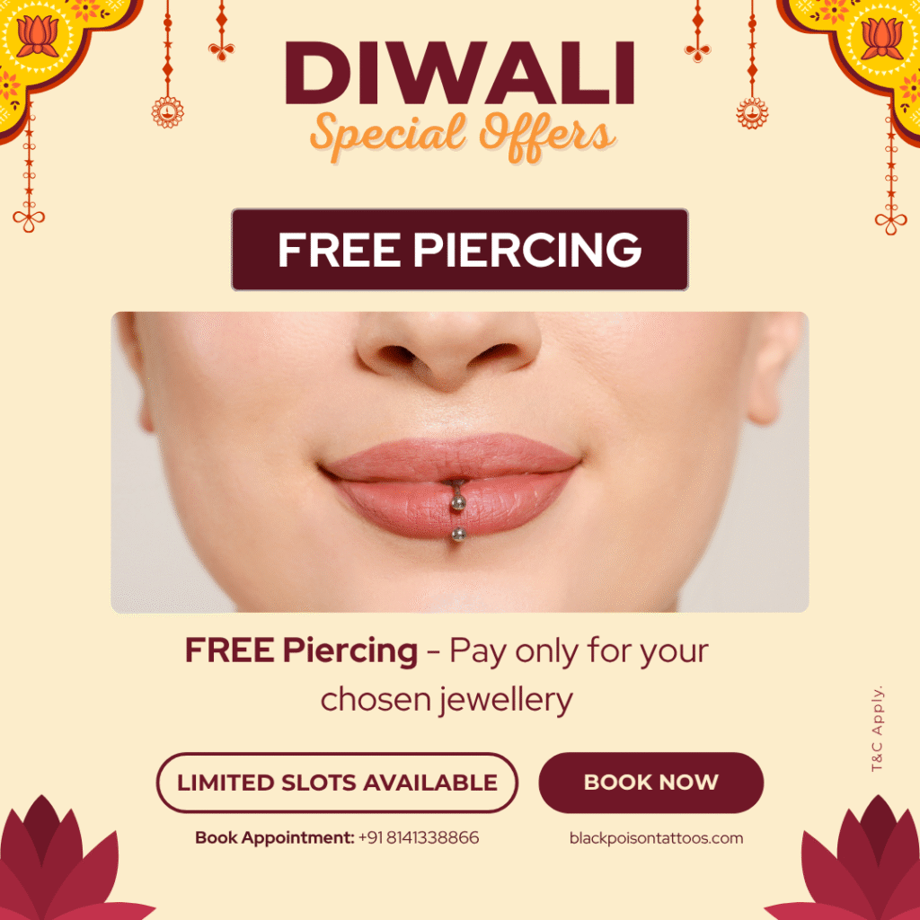 Free Piercing Diwali Offer at Black Poison Tattoos Ahmedabad