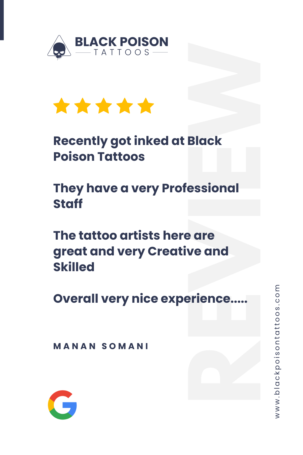 Manan Somani's 5 Star Review for Black Poison Tattoos
