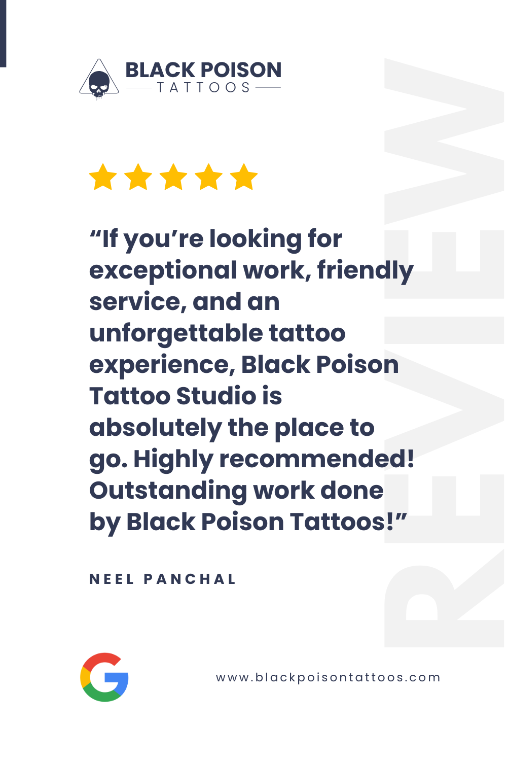 Neel Panchal's 5 Star Review for Black Poison Tattoos