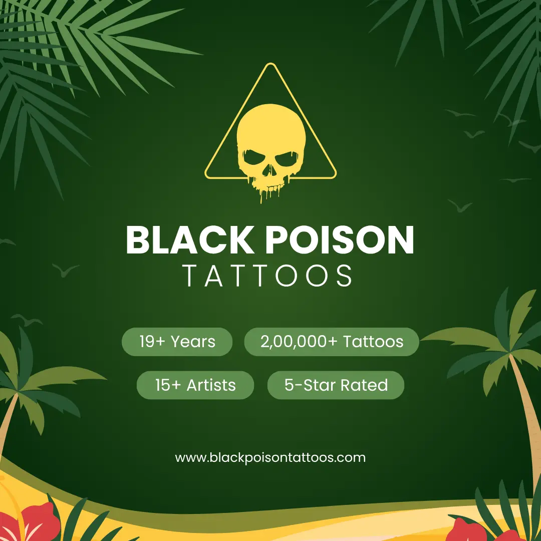 Black Poison Tattoos Ahmedabad trusted studio 19 years experience 200000 tattoos done