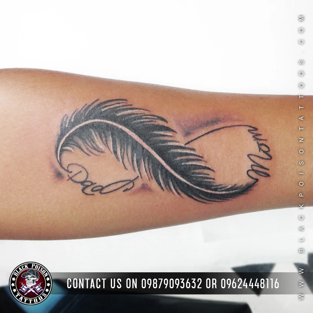 Watercolor feather tattoo design
