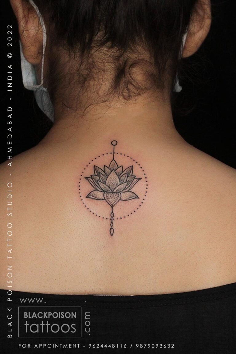 A Lotus Tattoo on a Girl's Back
