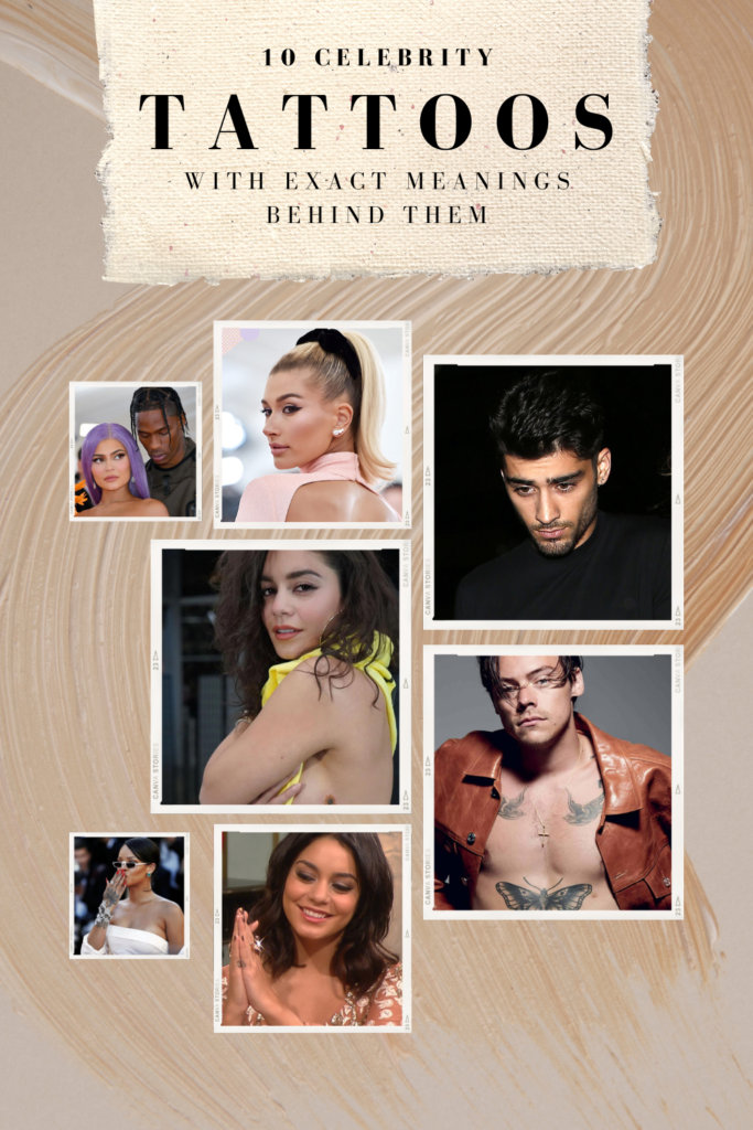 Title graphic for a feature on ten celebrity tattoos and the meanings behind them