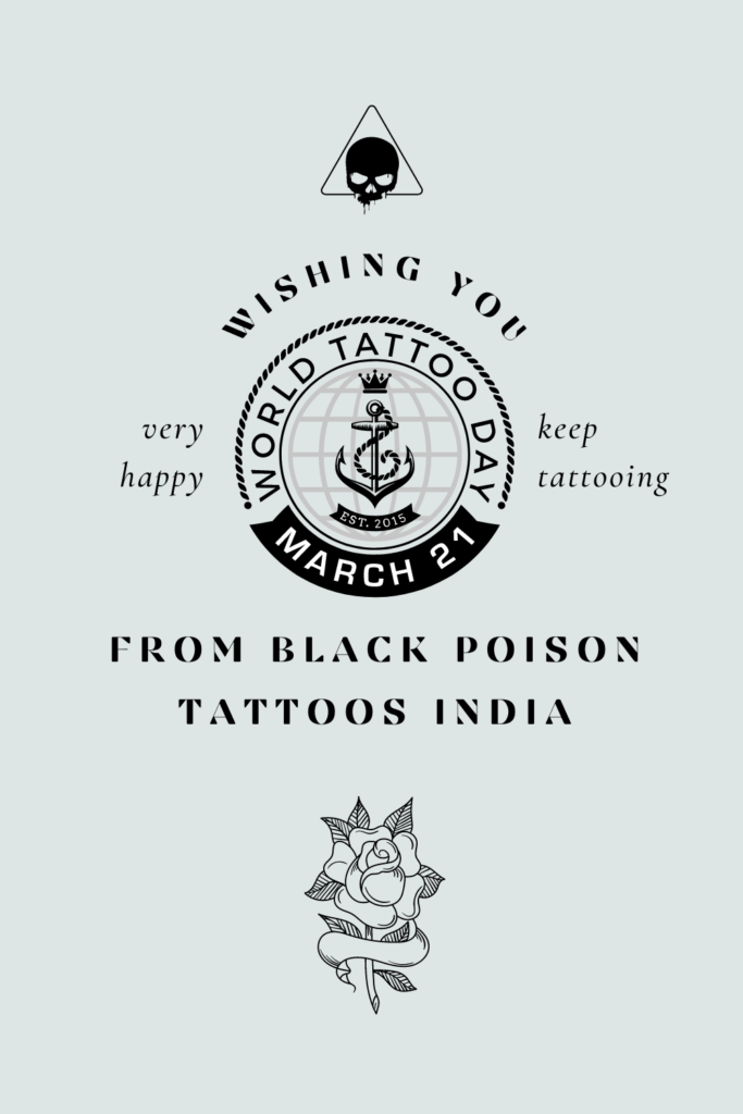 World Tattoo Day greeting graphic from Black Poison Tattoo Studio