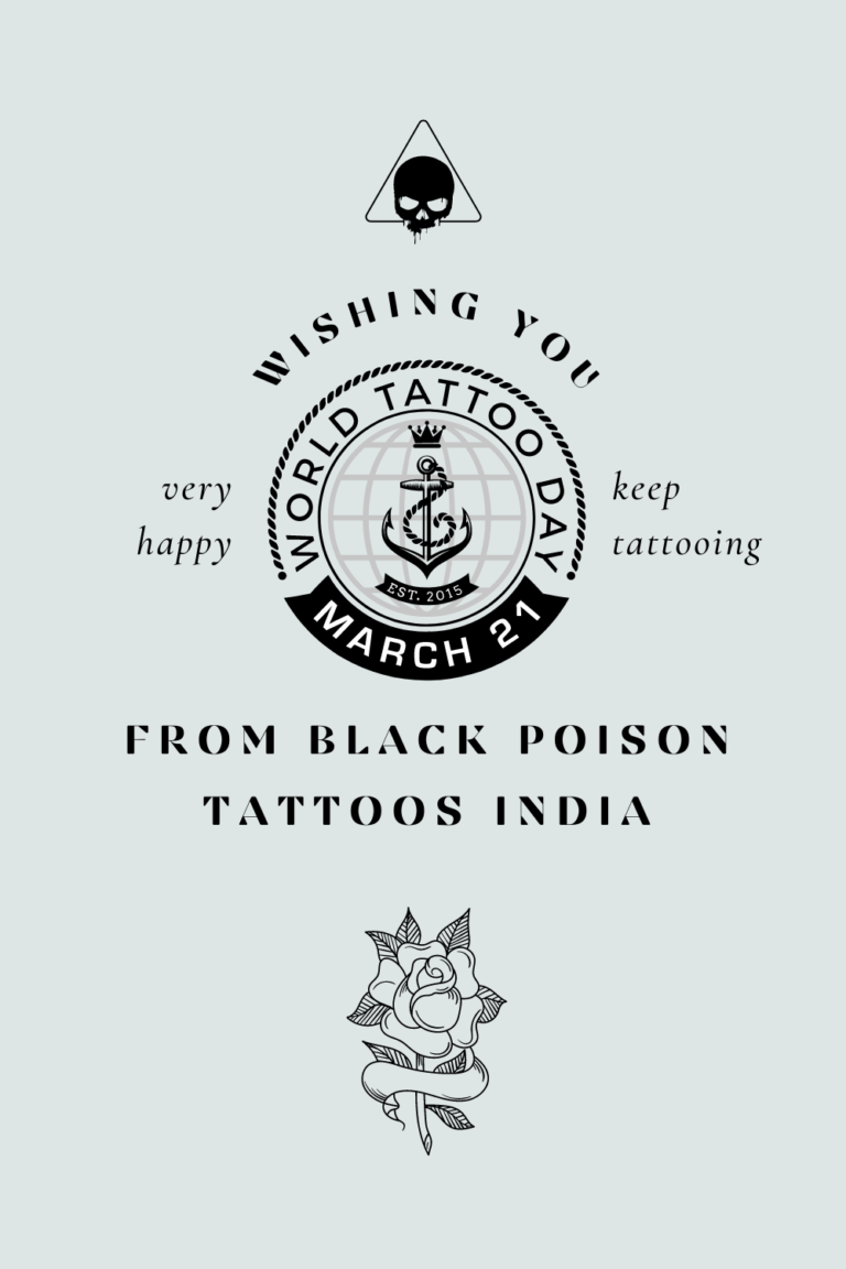 World Tattoo Day greeting graphic from Black Poison Tattoo Studio