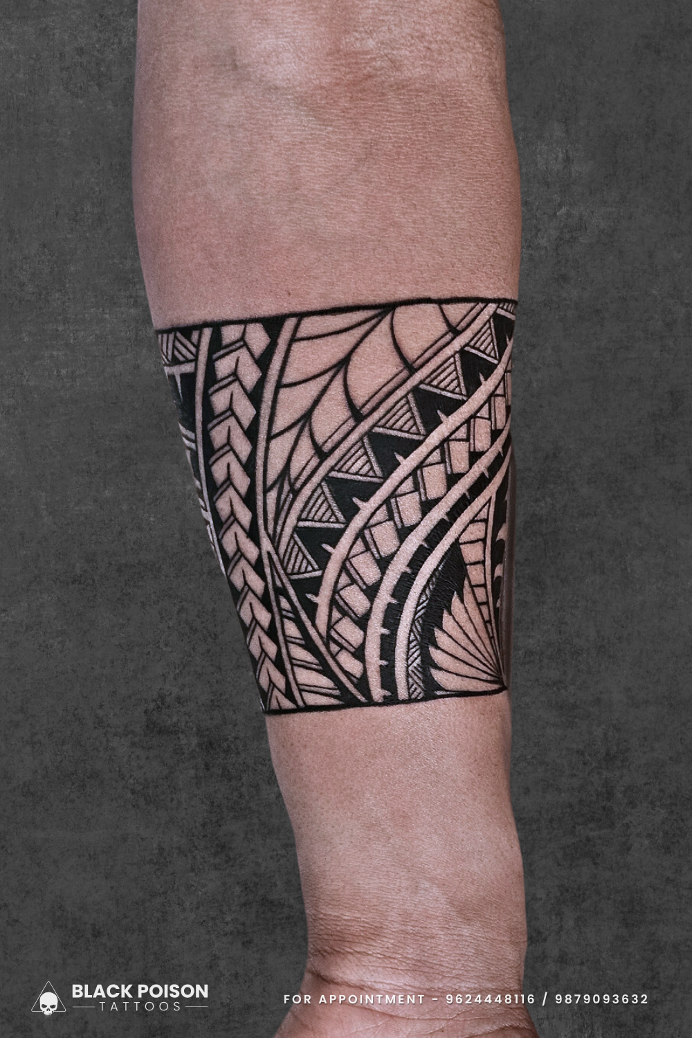 Polynesian Arm Band Tattoo Design on Forearm