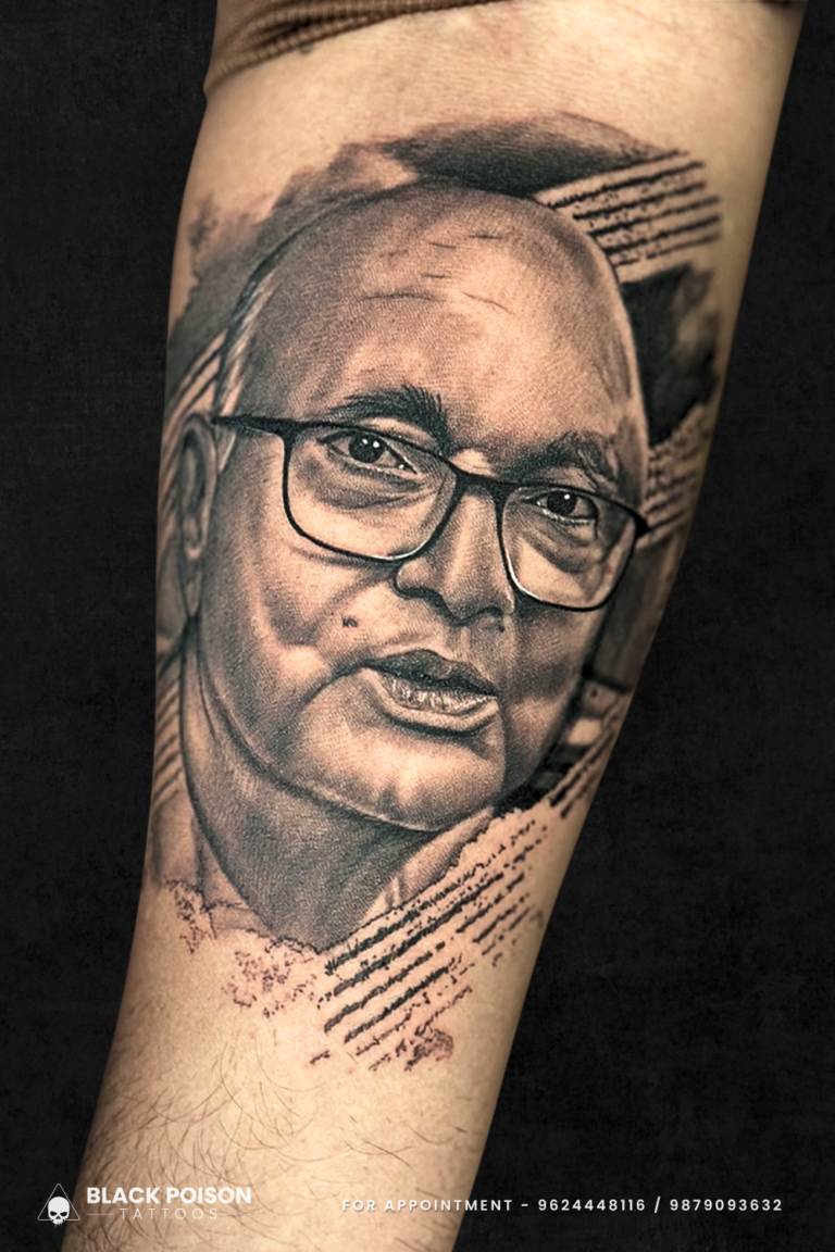 Realism Portrait Tattoo of a Father on Forearm