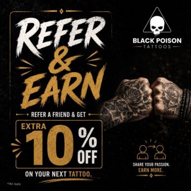 Refer a Friend and Get Extra 10 Percent OFF on Your Next Tattoo in Ahmedabad